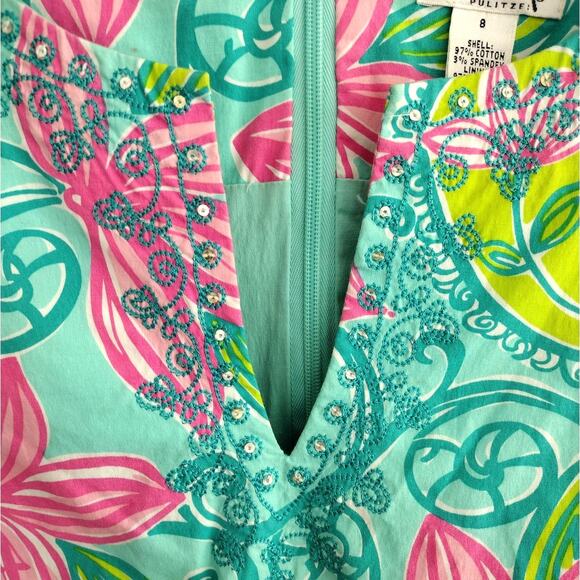 Lilly Pulitzer | Vintage Floral Embroidered V-Neck Sleeveless Tailored-Fit Top 8 - Picture 2 of 9